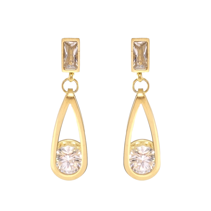 Серьги Xuping TTM Stainless Steel цвет 14K пусеты Подвески с цирконием фото №1