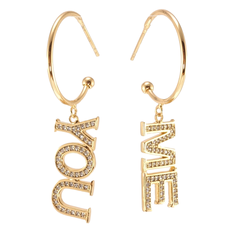 Серьги Xuping QQMM Позолота 18K пусеты You me фото №1