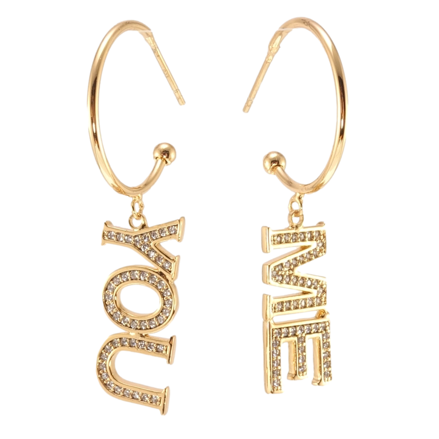 Серьги Xuping QQMM Позолота 18K пусеты You me фото №1
