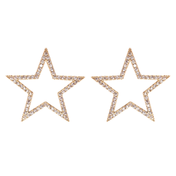 Серьги Xuping QQMM Позолота 18K пусеты Звезды инкрустация цирконием фото №12