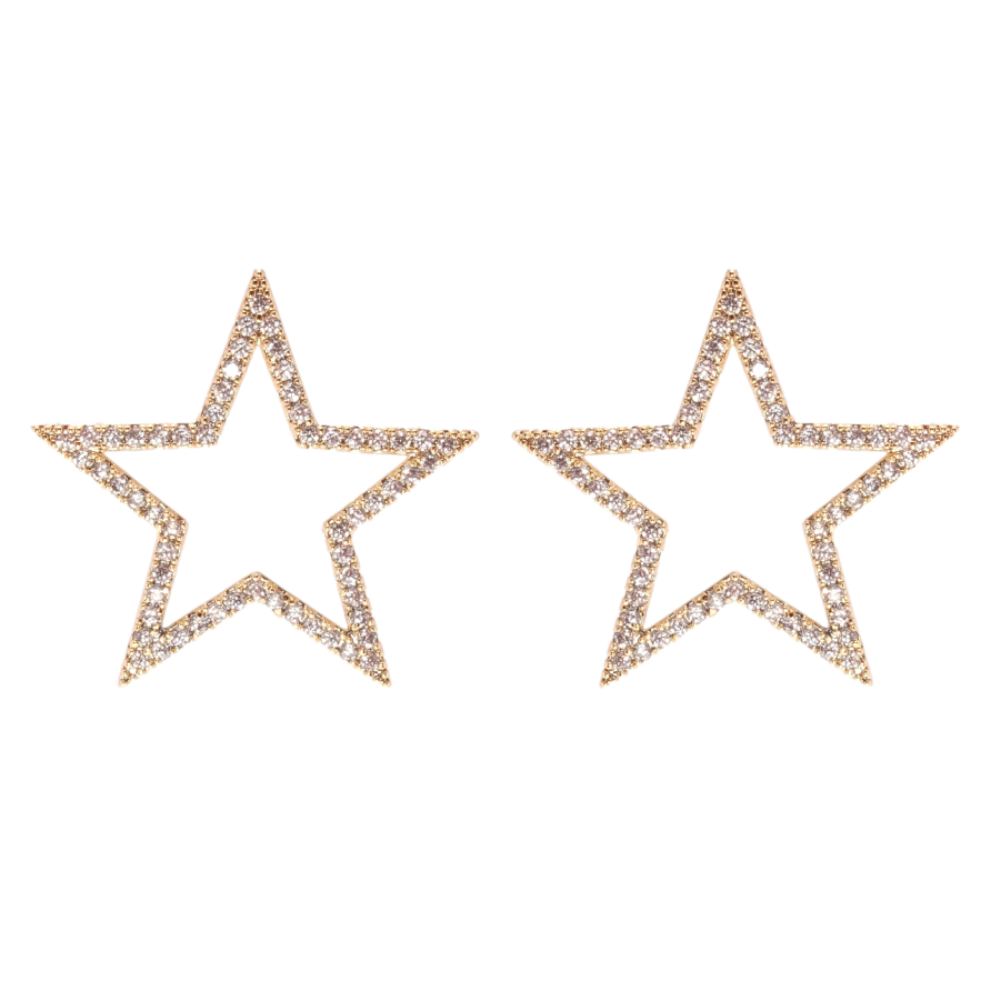 Серьги Xuping QQMM Позолота 18K пусеты Звезды инкрустация цирконием фото №1