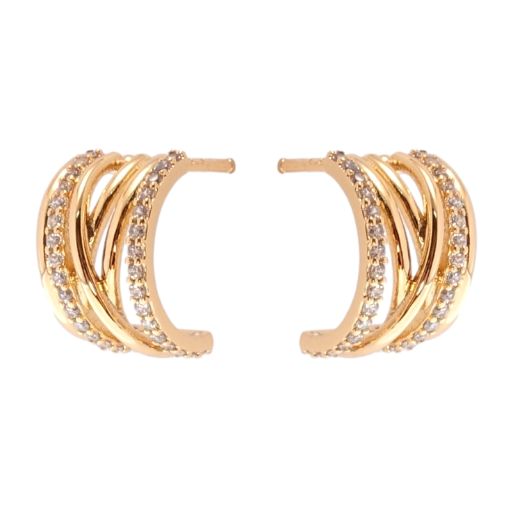 Серьги Xuping QQMM Позолота 18K пусеты Дуги инкрустация цирконием фото №14