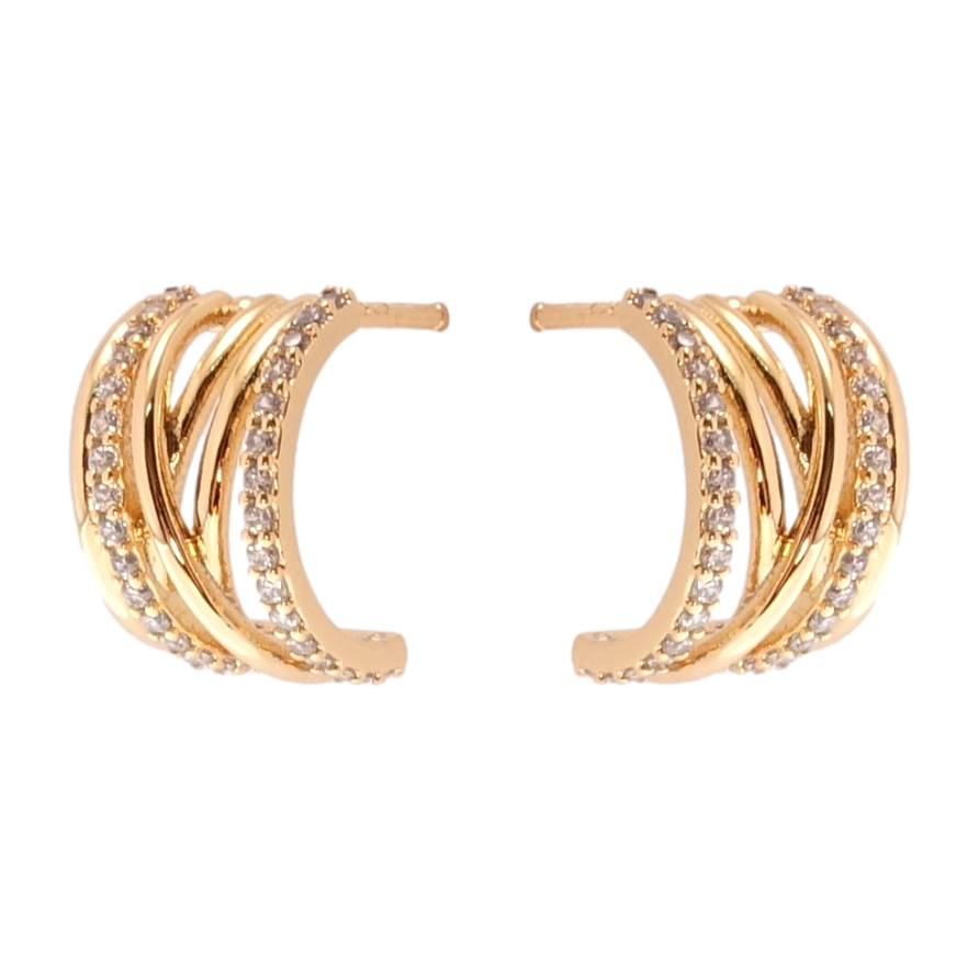 Серьги Xuping QQMM Позолота 18K пусеты Дуги инкрустация цирконием фото №1