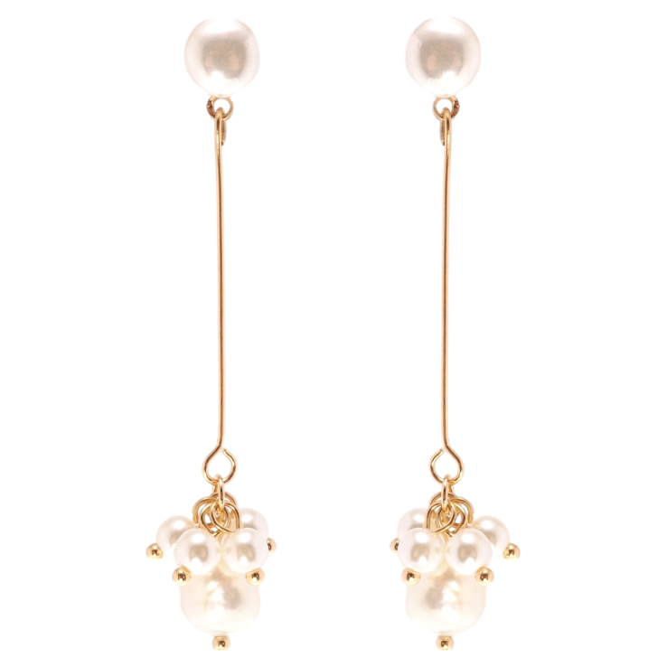 Серьги Xuping QQMM Позолота 18K пусеты Гроздья жемчуга фото №2