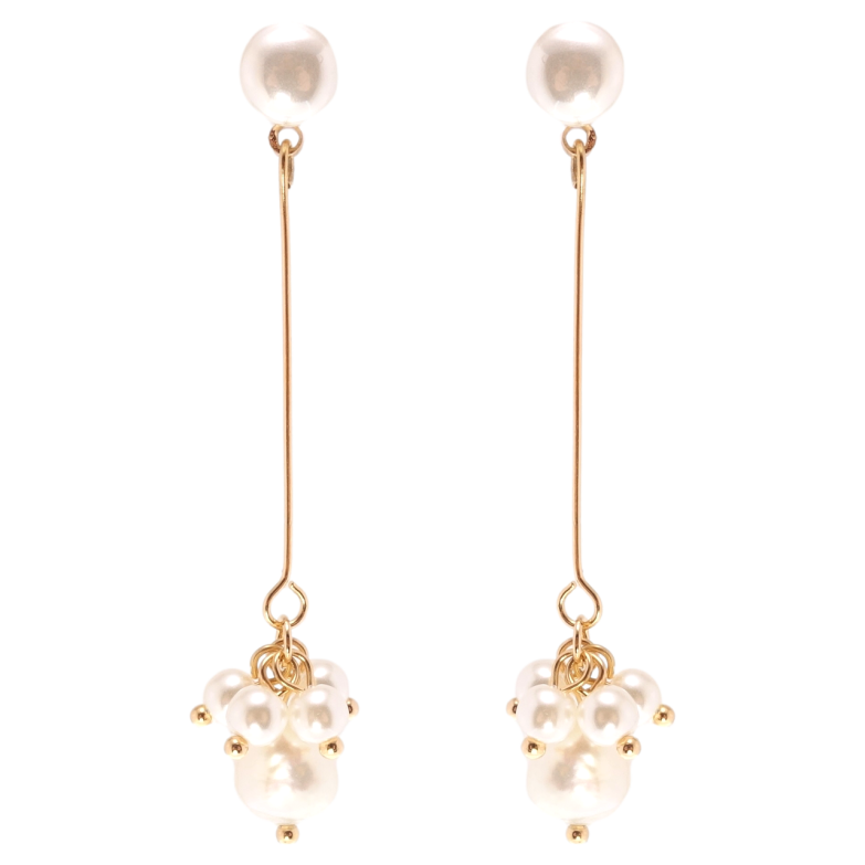 Серьги Xuping QQMM Позолота 18K пусеты Гроздья жемчуга фото №1