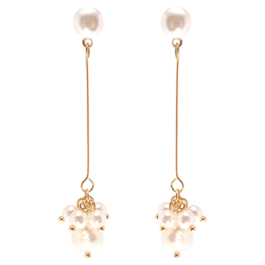 Серьги Xuping QQMM Позолота 18K пусеты Гроздья жемчуга фото №1