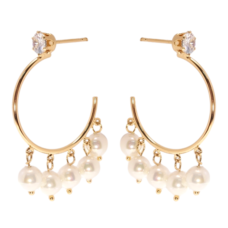 Серьги Xuping QQMM Позолота 18K пусеты Кольца с жемчужными подвесками фото №7