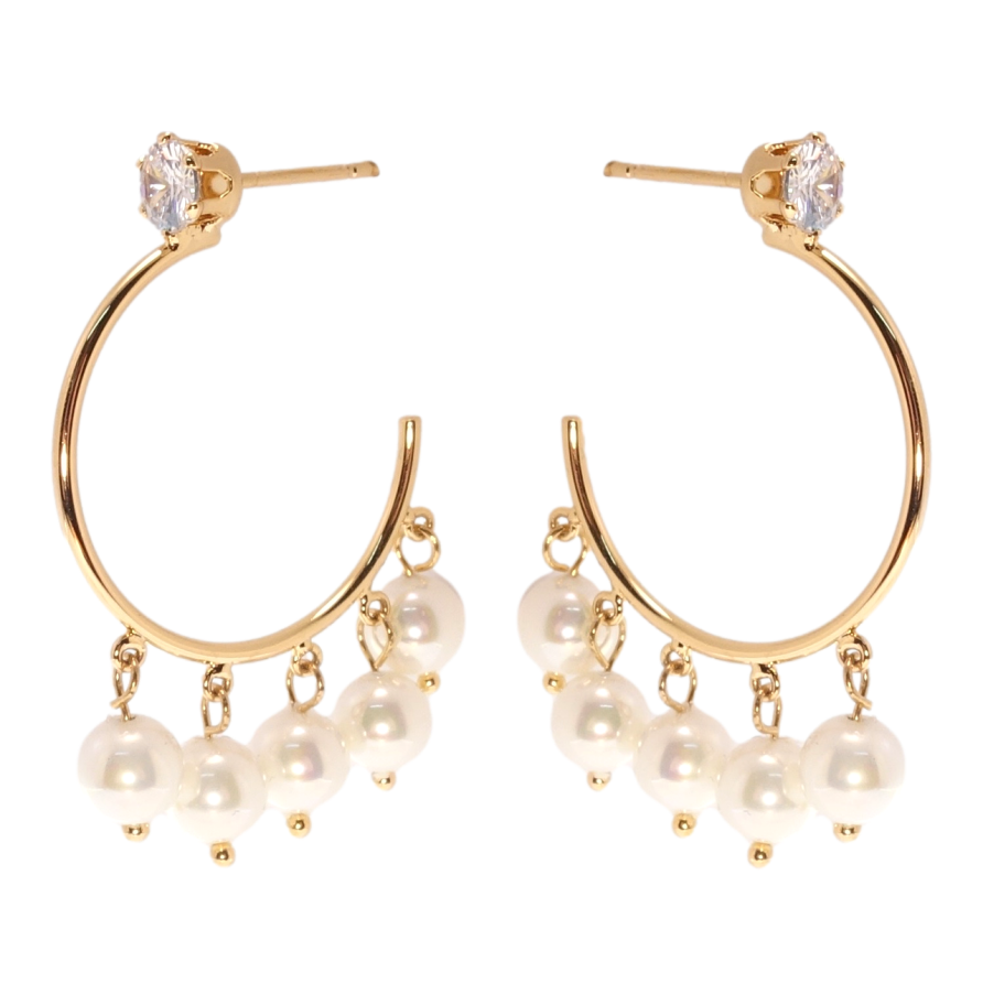 Серьги Xuping QQMM Позолота 18K пусеты Кольца с жемчужными подвесками фото №1