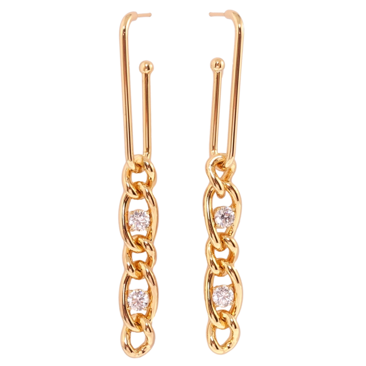 Сережки Xuping QQMM Позолота 18K пусети Ланцюжок з фіанітами фото №2