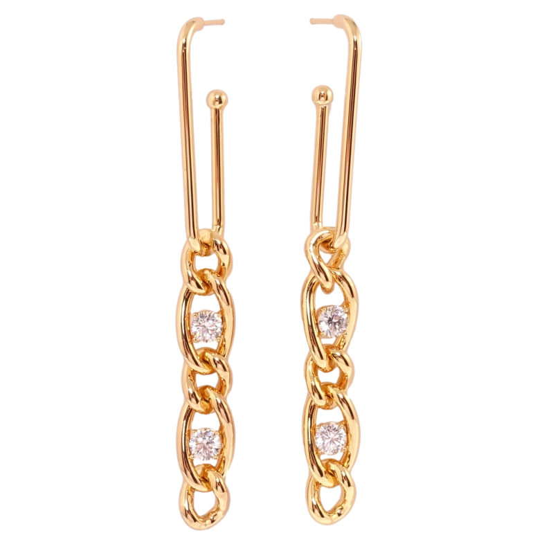 Серьги Xuping QQMM Позолота 18K пусеты Цепочка с фианитами фото №1