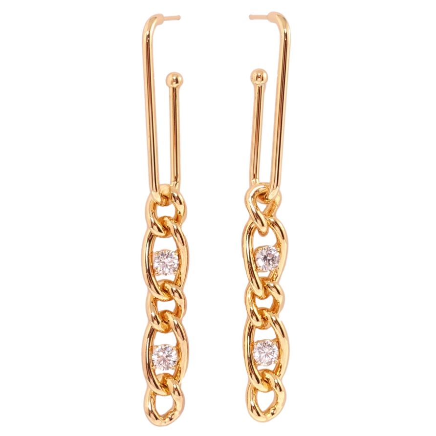 Сережки Xuping QQMM Позолота 18K пусети Ланцюжок з фіанітами фото №1