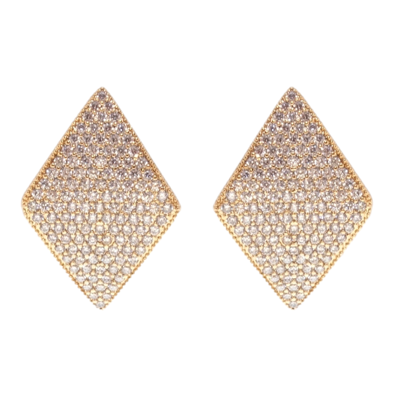 Серьги Xuping QQMM Позолота 18K пусеты Ромбы инкрустация цирконием фото №1