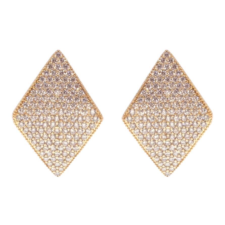 Серьги Xuping QQMM Позолота 18K пусеты Ромбы инкрустация цирконием фото №1