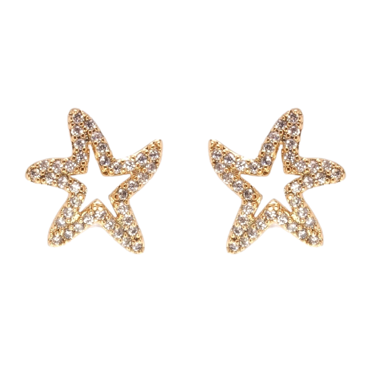 Серьги Xuping QQMM Позолота 18K пусеты Звезды инкрустация цирконием фото №11