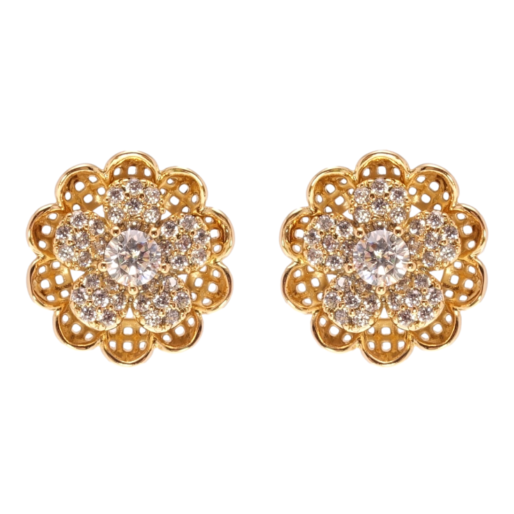 Сережки Xuping QQMM Позолота 18K пусети Квіточки з цирконієм фото №7