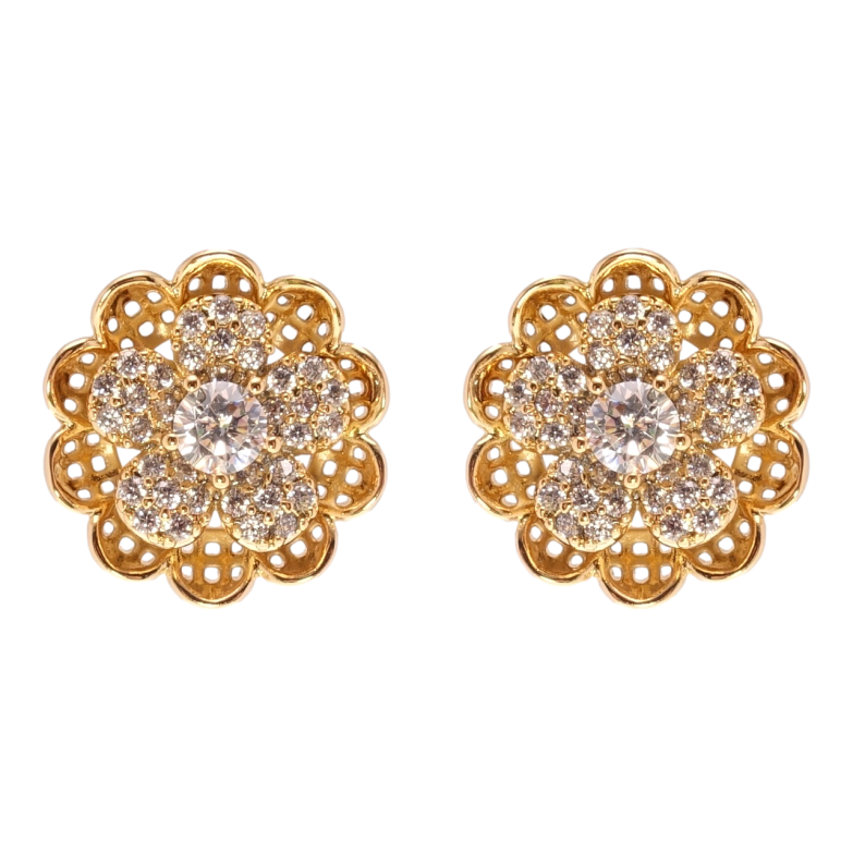 Сережки Xuping QQMM Позолота 18K пусети Квіточки з цирконієм фото №1