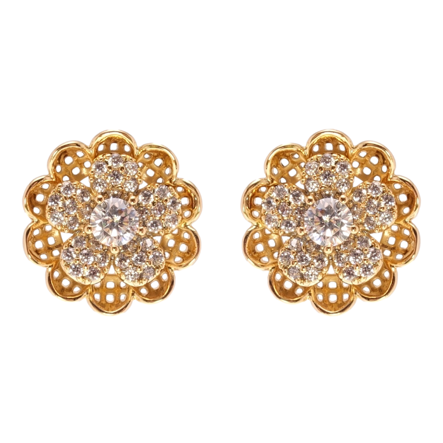 Сережки Xuping QQMM Позолота 18K пусети Квіточки з цирконієм фото №1