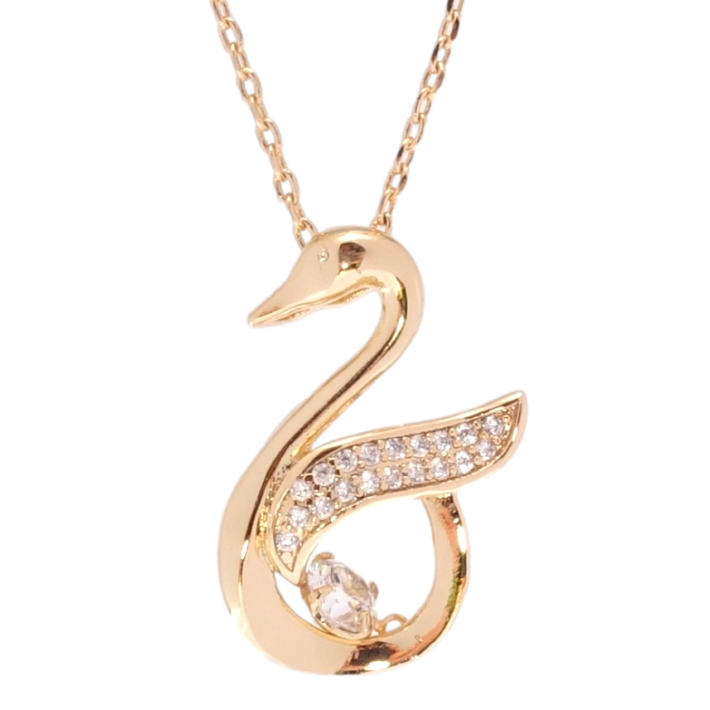 Підвіска на ланцюжку Xuping QQMM Позолота 18K Лебідь з Танцювальним кристалом довжина 40,5-47,5мм х 1мм фото №1