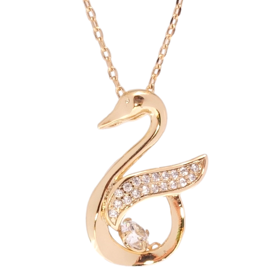 Підвіска на ланцюжку Xuping QQMM Позолота 18K Лебідь з Танцювальним кристалом довжина 40,5-47,5мм х 1мм фото №1