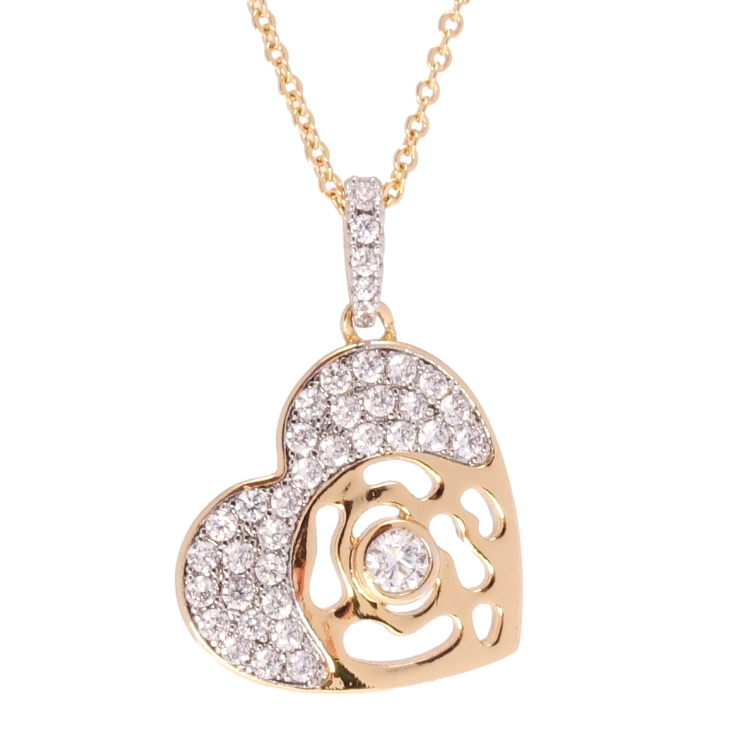 Підвіска на ланцюжку Xuping QQMM Позолота 18K + Родій Серце з цирконієм довжина 46мм х 1мм фото №23