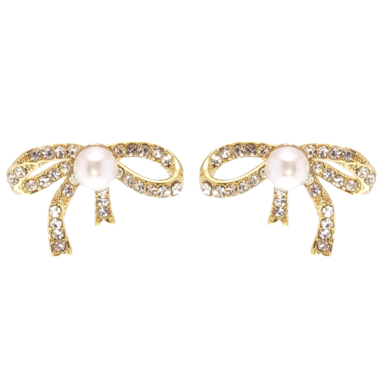 Серьги Xuping JEAN GOUJON Позолота 14K пусеты Банты с жемчугом фото №1