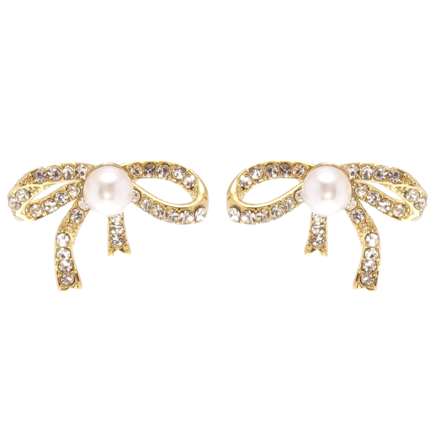 Серьги Xuping JEAN GOUJON Позолота 14K пусеты Банты с жемчугом фото №1