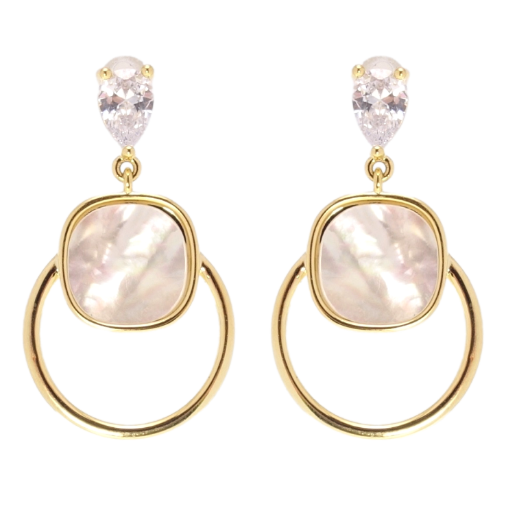 Сережки Xuping JEAN GOUJON Позолота 14K пусети колечки з перламутровими фото №25