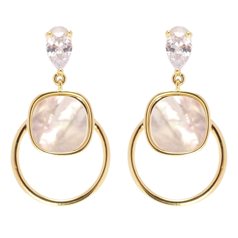 Серьги Xuping JEAN GOUJON Позолота 14K пусеты Кольца с перламутровыми фото №1