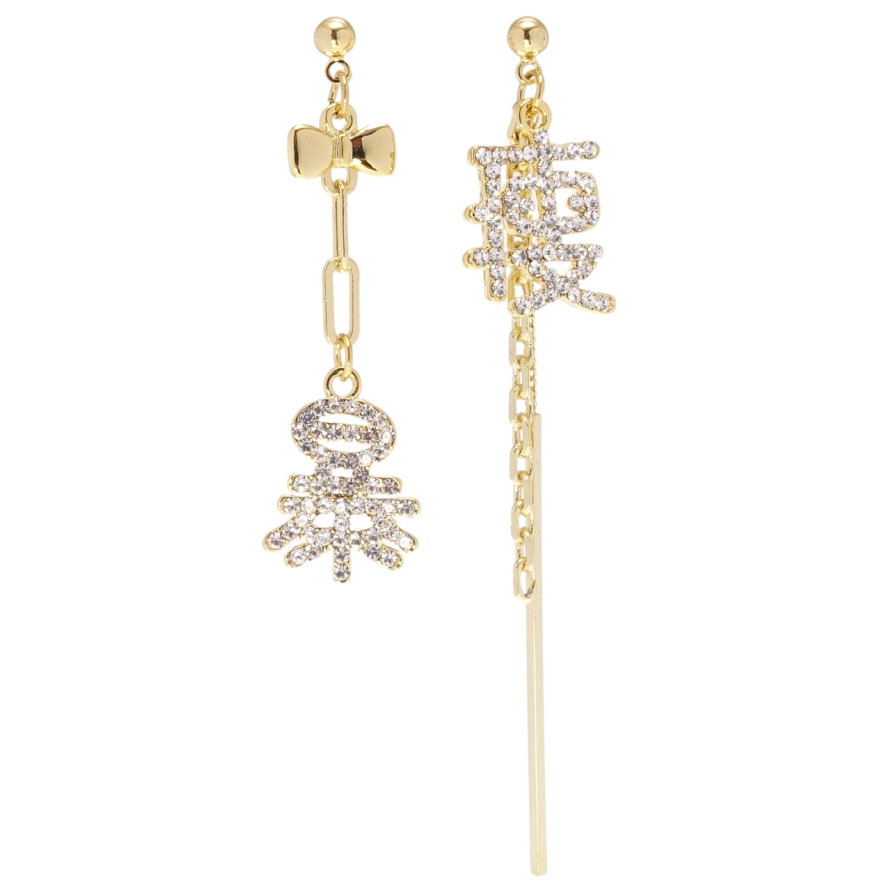 Сережки Xuping JEAN GOUJON Позолота 14K пусети Ассиметричні підвіски фото №1