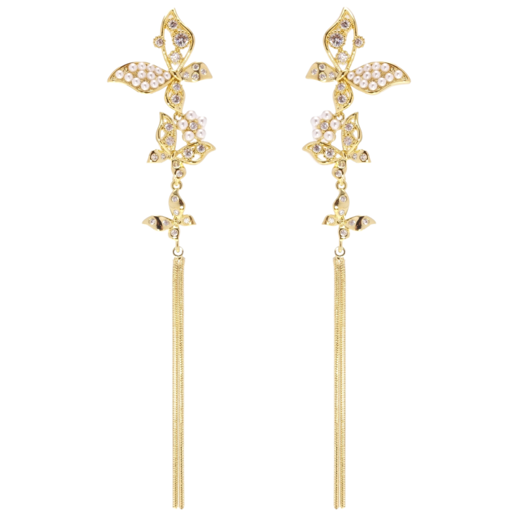 Серьги Xuping JEAN GOUJON Позолота 14K пусеты Бабочки фото №10