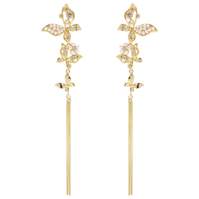 Серьги Xuping JEAN GOUJON Позолота 14K пусеты Бабочки фото №1