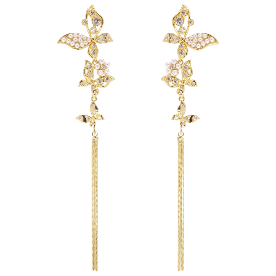 Серьги Xuping JEAN GOUJON Позолота 14K пусеты Бабочки фото №1
