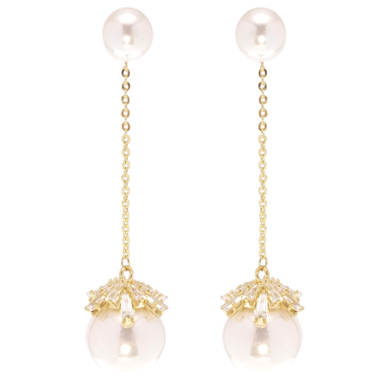 Серьги Xuping JEAN GOUJON Позолота 14K пусеты Жемчужные подвески фото №1