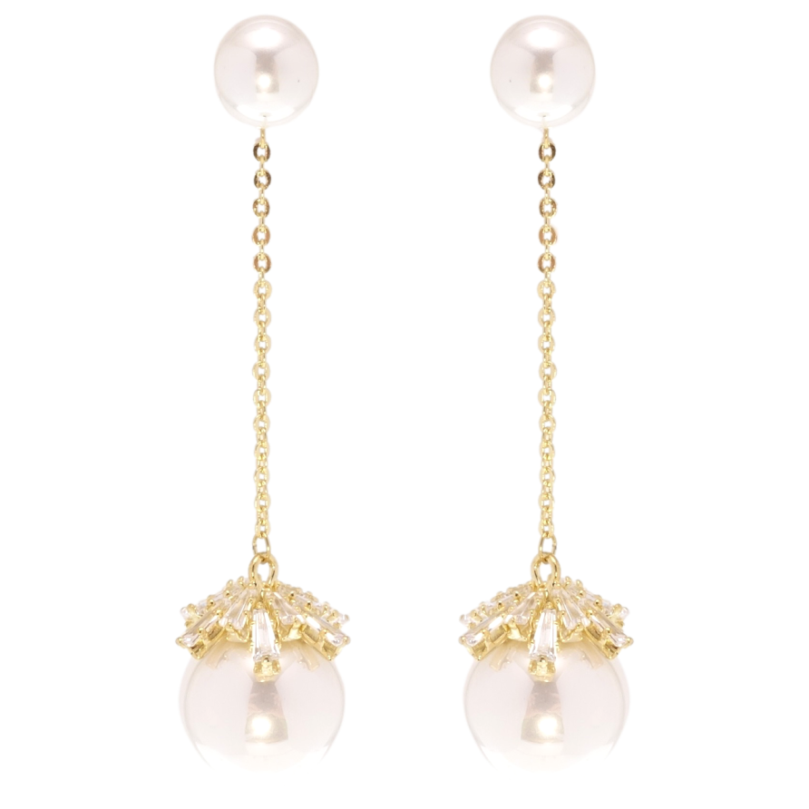 Серьги Xuping JEAN GOUJON Позолота 14K пусеты Жемчужные подвески фото №1