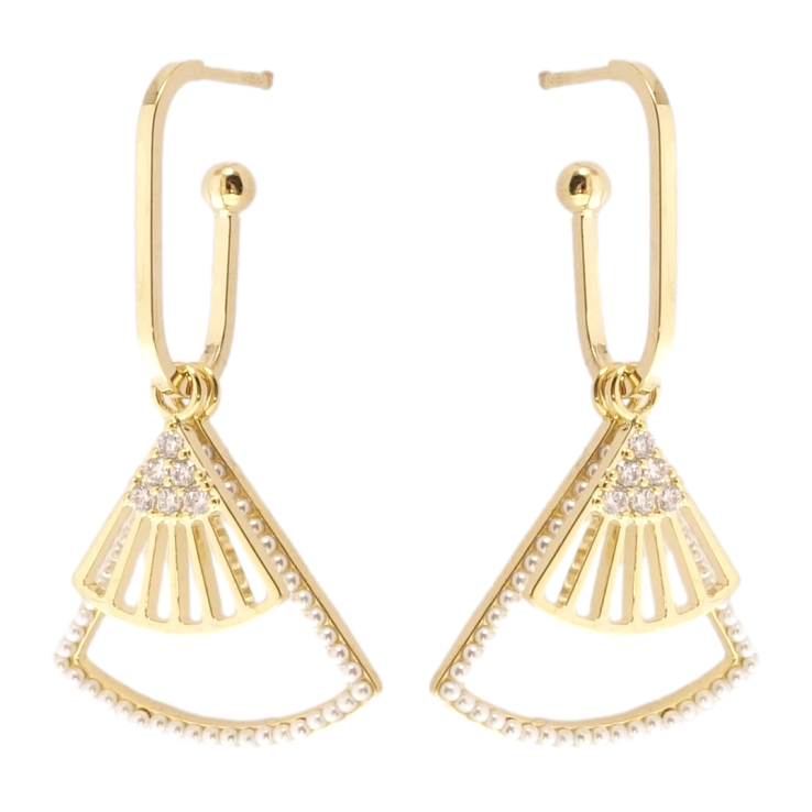 Сережки Xuping JEAN GOUJON Позолота 14K пусети Віяло фото №14