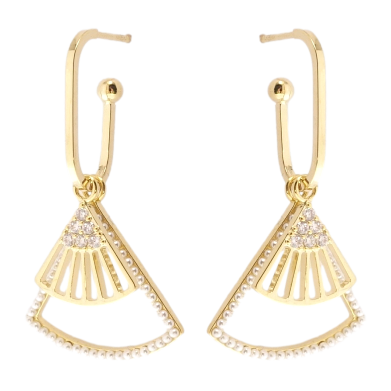 Серьги Xuping JEAN GOUJON Позолота 14K пусеты Веер фото №1