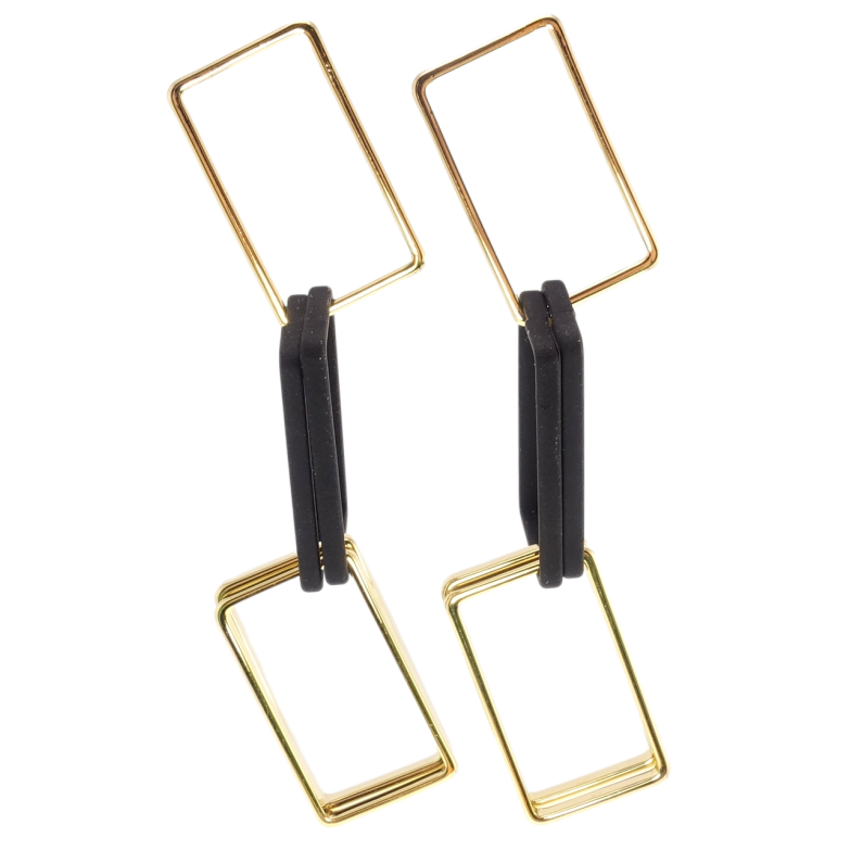 Сережки Xuping JEAN GOUJON Позолота 14K пусети Підвіски з прямокутників на один бік фото №1