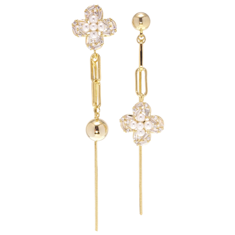 Сережки Xuping JEAN GOUJON Позолота 14K пусети Ассиметричні підвіски фото №12