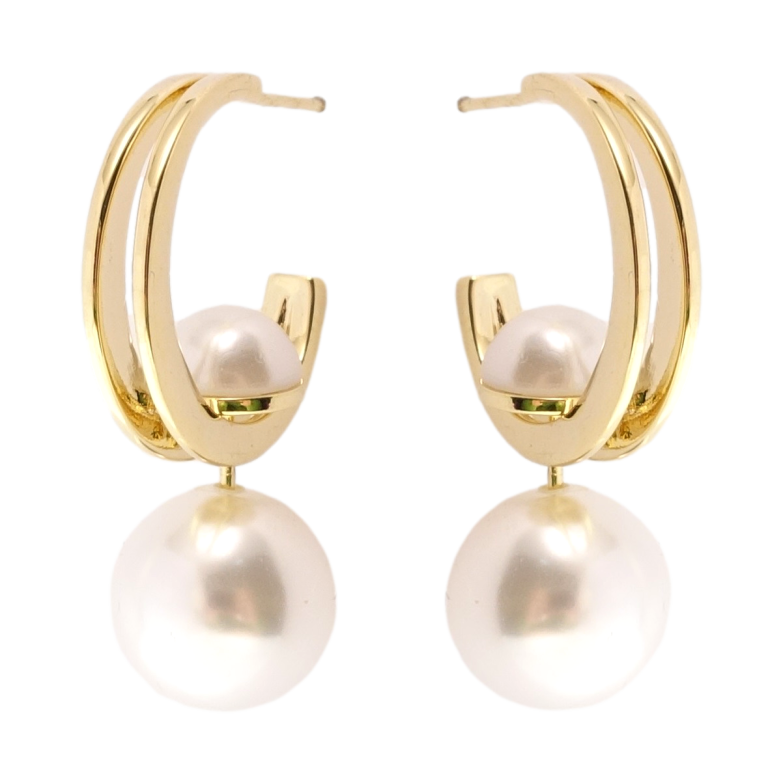 Сережки Xuping JEAN GOUJON Позолота 14K пусети Дуги із перлинними підвісками фото №1