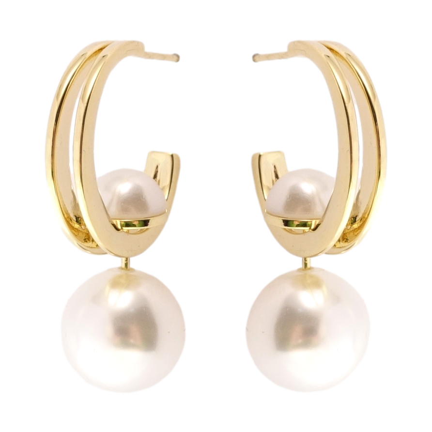 Сережки Xuping JEAN GOUJON Позолота 14K пусети Дуги із перлинними підвісками фото №1