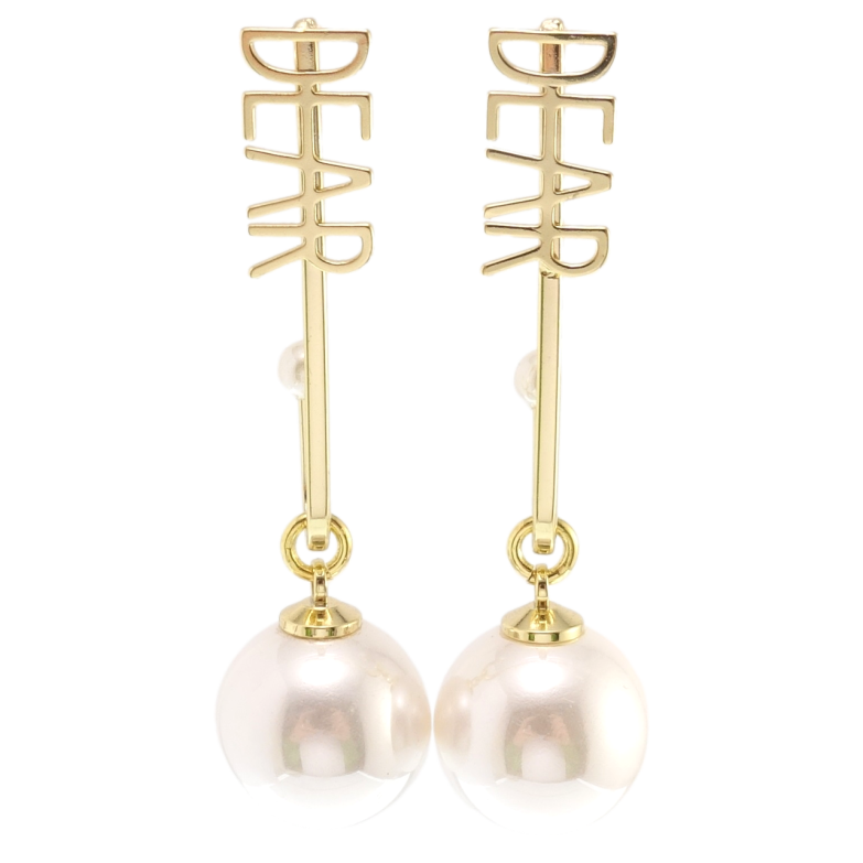 Серьги Xuping JEAN GOUJON Позолота 14K пусеты Жемчужные подвески с надписью фото №1