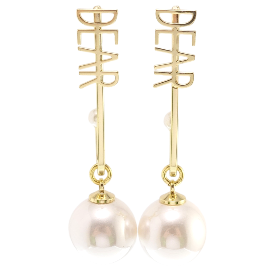 Серьги Xuping JEAN GOUJON Позолота 14K пусеты Жемчужные подвески с надписью фото №1