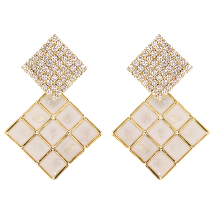 Сережки Xuping JEAN GOUJON Позолота 14K пусети Ромбові підвіски фото №15