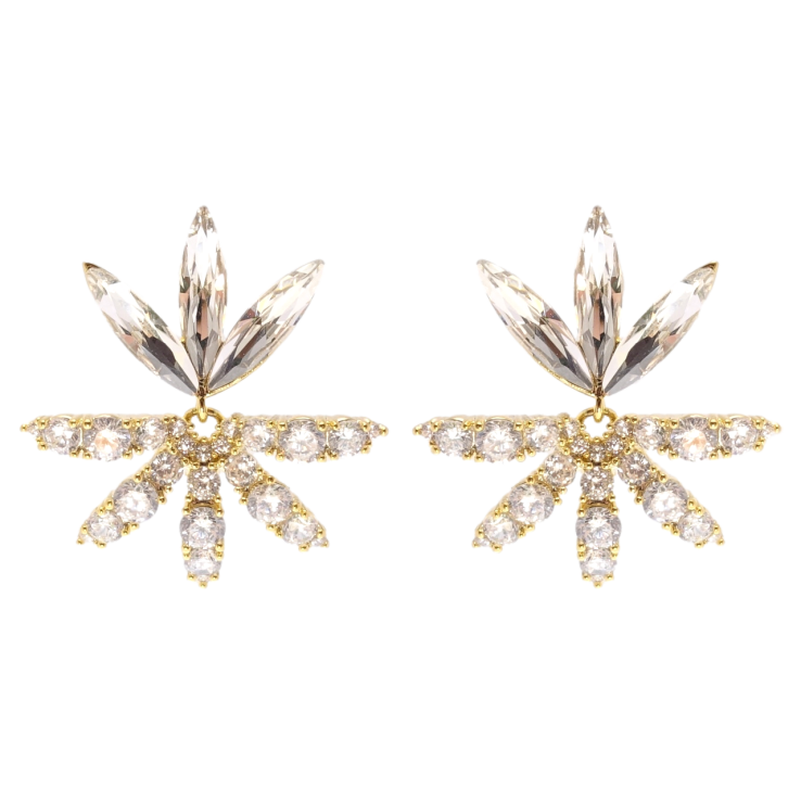 Серьги Xuping JEAN GOUJON Позолота 14K пусеты Кристальные цветочки фото №7