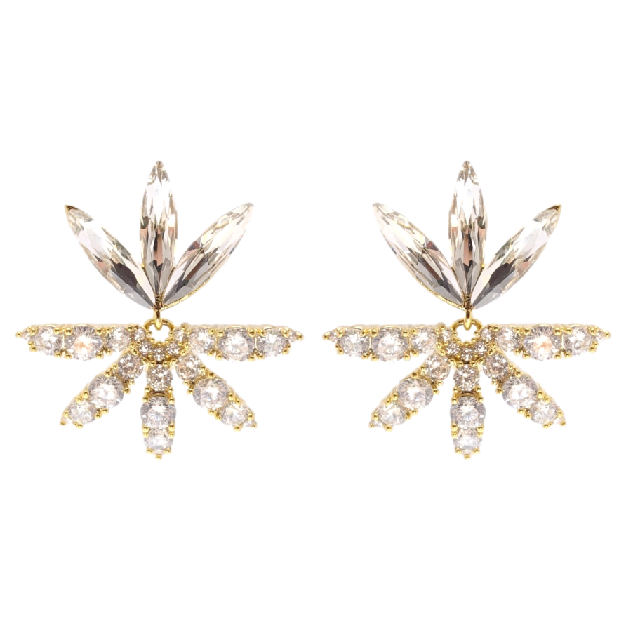 Серьги Xuping JEAN GOUJON Позолота 14K пусеты Кристальные цветочки фото №1