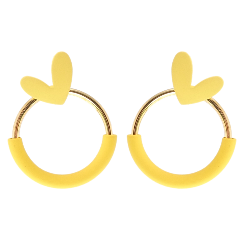 Серьги Xuping JEAN GOUJON Позолота 14K пусеты Колечки с сердечками покрытие Soft фото №1