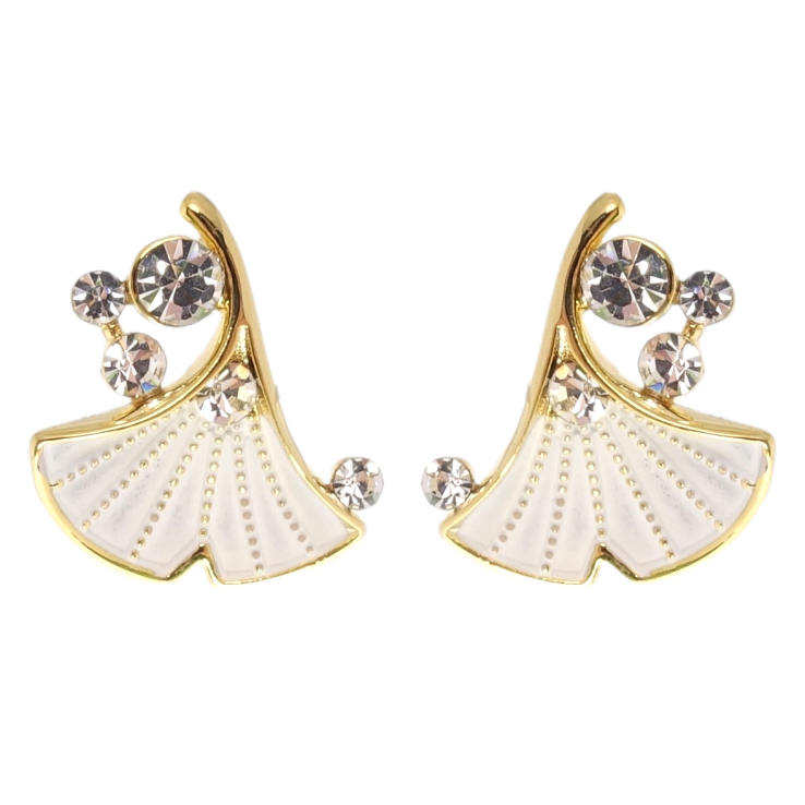 Сережки Xuping JEAN GOUJON Позолота 14K пусети Листики з кристалами та емаллю фото №20