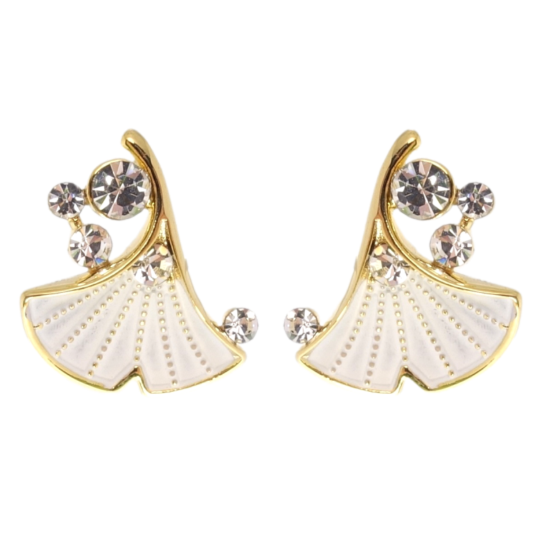 Сережки Xuping JEAN GOUJON Позолота 14K пусети Листики з кристалами та емаллю фото №1