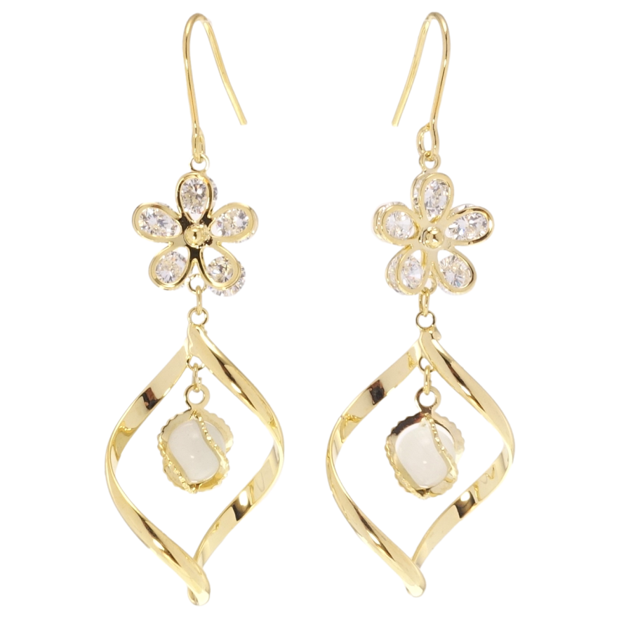 Серьги Xuping JEAN GOUJON Позолота 14K французский замок Кристальные цветочки на одну сторону фото №1