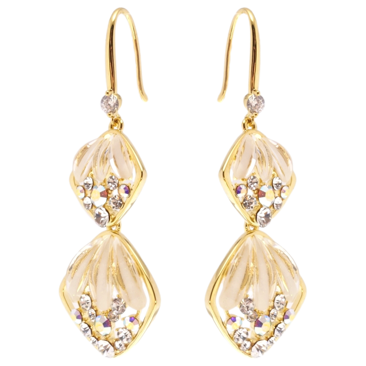 Сережки Xuping JEAN GOUJON Позолота 14K французький замок Ромбові підвіски фото №17